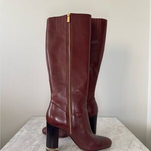 Michael Kors Wine Leather Heeled Boots